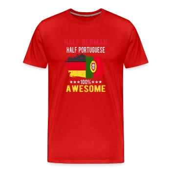 Moitié allemand moitié portugais - T-shirt bio Premium Homme - rouge - Devant - Damien (186cm)