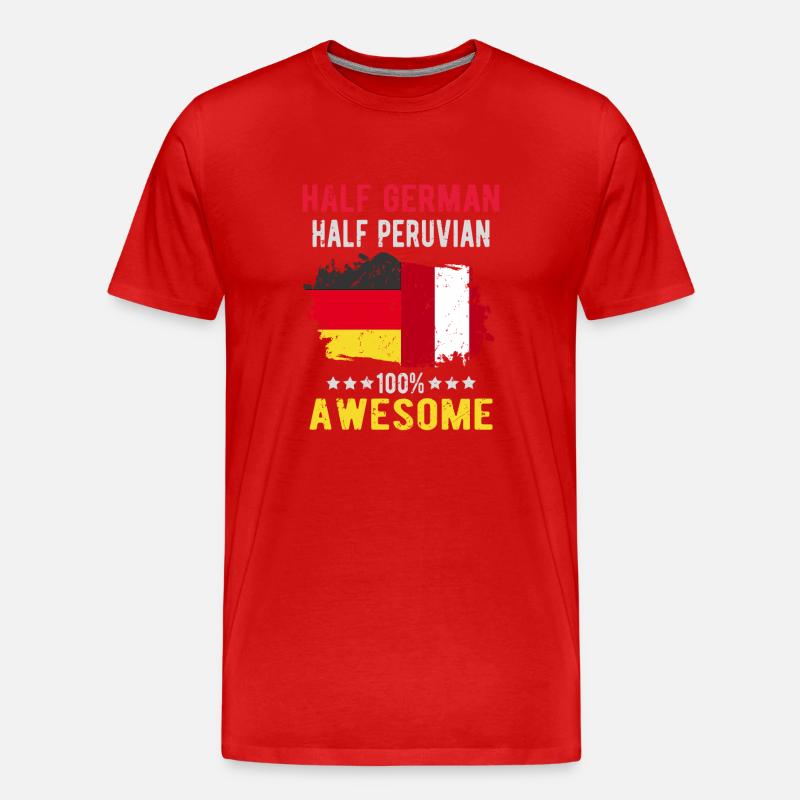 Halb Deutsch Halb Peruaner - Männer Premium Bio T-Shirt - Rot