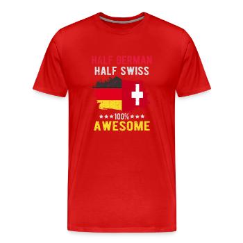 Half German half Swiss - Men's Premium Organic T-Shirt - red - Front - Damien (186cm)