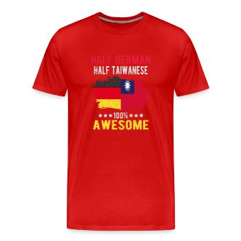 Half German half Taiwanese - Men's Premium Organic T-Shirt - red - Front - Damien (186cm)