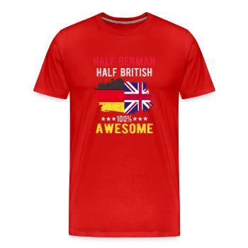 Half German Half British - Men's Premium Organic T-Shirt - red - Front - Damien (186cm)