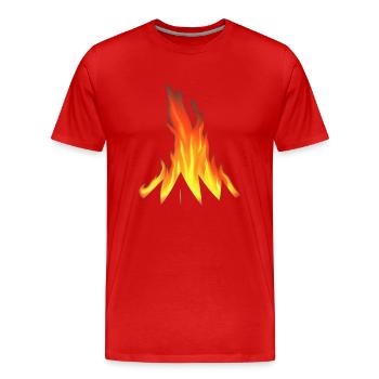 Lagerfeuer Camping Natur Wald Feuer draußen Zelt 1 - Männer Premium Bio T-Shirt - Rot - Vorne - Damien (186cm)