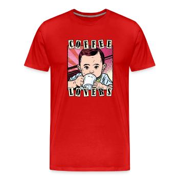 Café bébé - T-shirt bio Premium Homme - rouge - Devant - Damien (186cm)