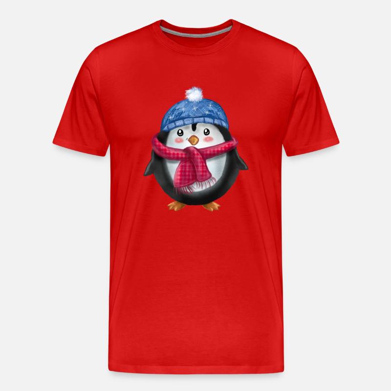 Pinguin - Männer Premium Bio T-Shirt - Rot
