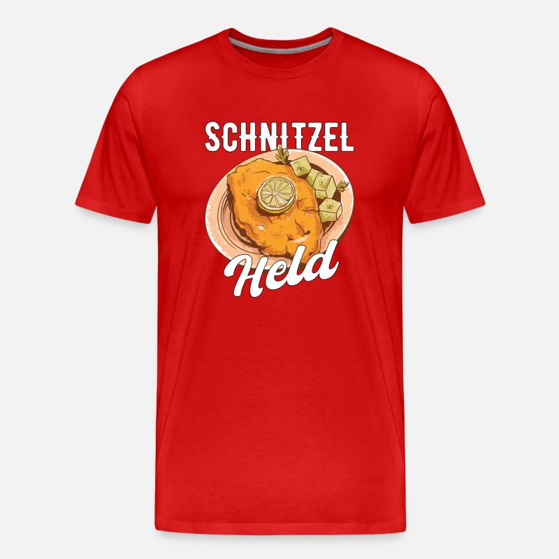 Schnitzel Held Fleisch Geschenk - Männer Premium Bio T-Shirt - Rot