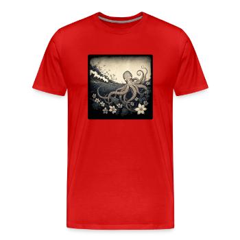 Oktopus - Männer Premium Bio T-Shirt - Rot - Vorne - Damien (186cm)