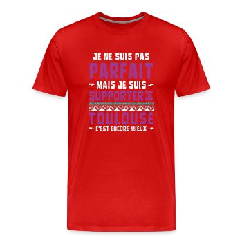 Football Supporter de Toulouse Pas Parfait - T-shirt bio Premium Homme - rouge - Devant - Damien (186cm)