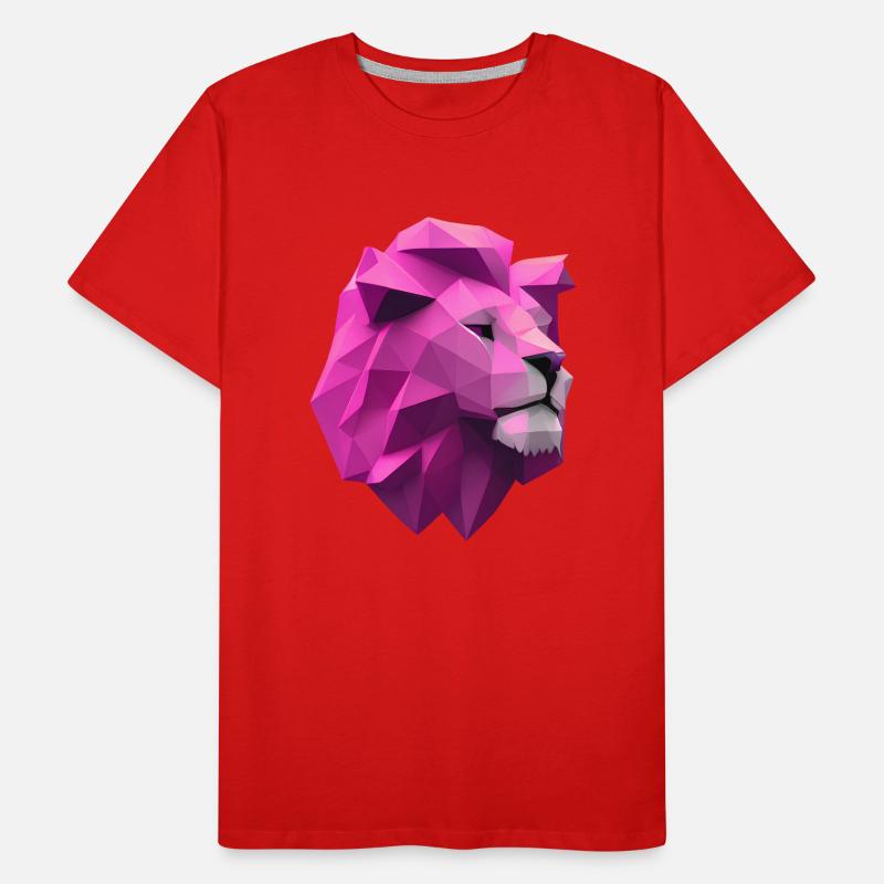 Löwe pink Low Poly Art Männer Premium Bio T-Shirt