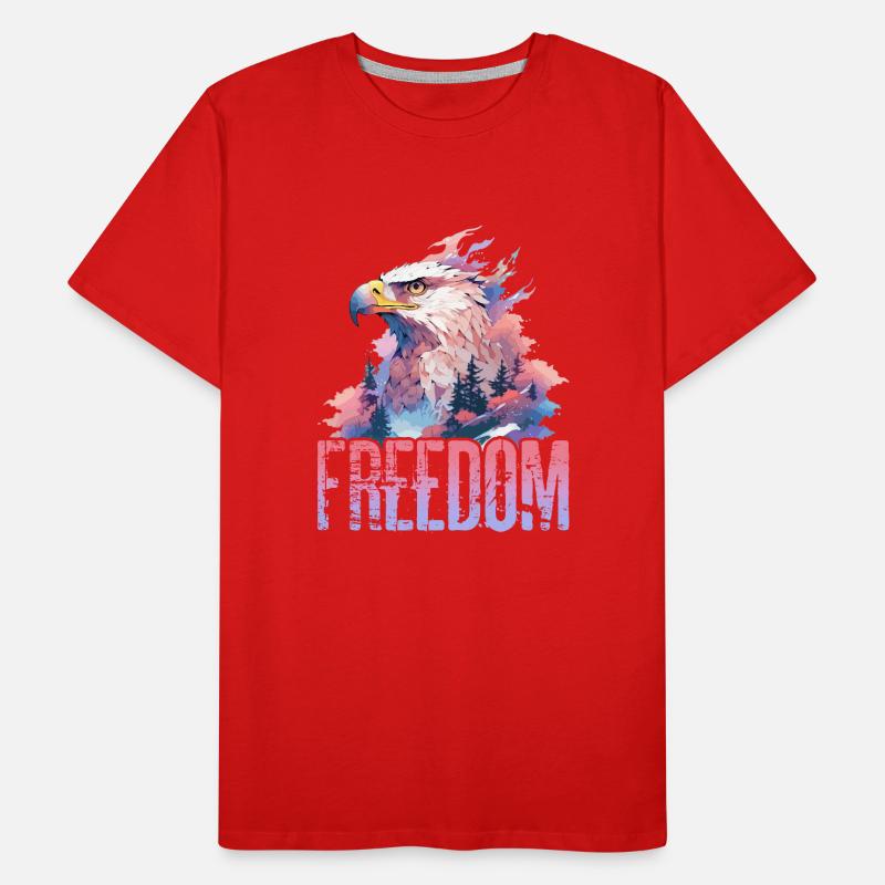 Eagle Freedom Eagle Head Nature Wilderness Trees Mountains Men's Premium Organic T-Shirt