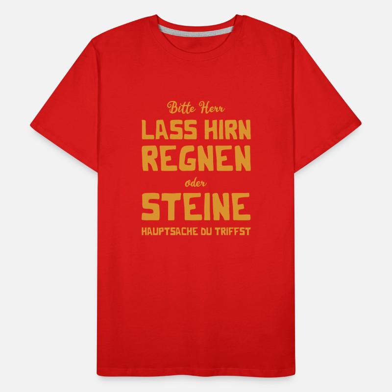Bitte Herr - Lass Hirn regnen oder Steine Männer Premium Bio T-Shirt