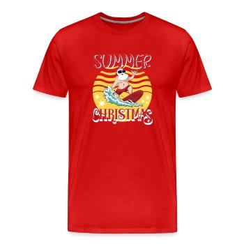 Été Noël Surf Père Noël - T-shirt bio Premium Homme - rouge - Devant - Damien (186cm)