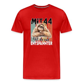 Geburtstag 44 Jahre Faultier Relax Entspannt - Männer Premium Bio T-Shirt - Rot - Vorne - Damien (186cm)