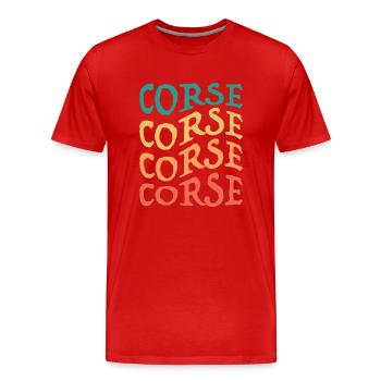 Corse Multicolor Design Geschenkidee - Männer Premium Bio T-Shirt - Rot - Vorne - Damien (186cm)