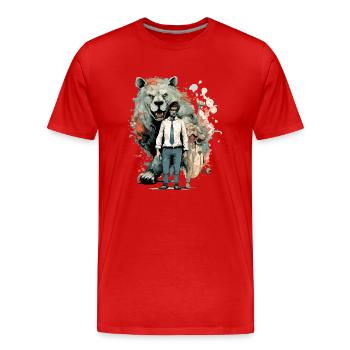 Die Seele des Tieres - Männer Premium Bio T-Shirt - Rot - Vorne - Damien (186cm)