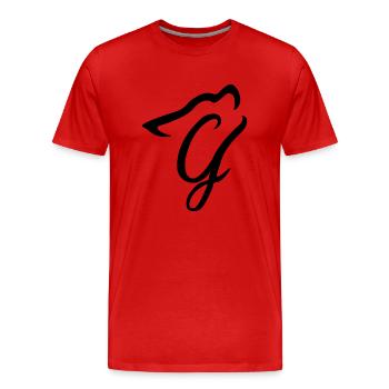 Heulender Wolf mit Gv-Inschrift - Männer Premium Bio T-Shirt - Rot - Vorne - Damien (186cm)