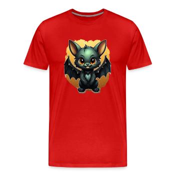 Chauve-souris Halloween I Cartoon Mignonne chauve-souris - T-shirt bio Premium Homme - rouge - Devant - Damien (186cm)