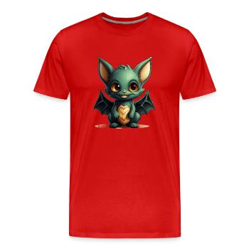 Chauve-souris Halloween I Cartoon Mignonne chauve-souris - T-shirt bio Premium Homme - rouge - Devant - Damien (186cm)