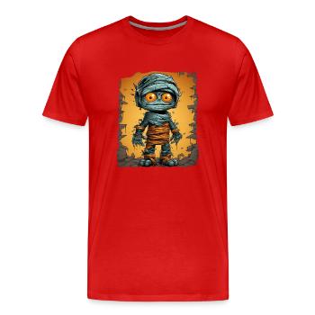 Halloween Spooky Cartoon Mummy - Männer Premium Bio T-Shirt - Rot - Vorne - Damien (186cm)