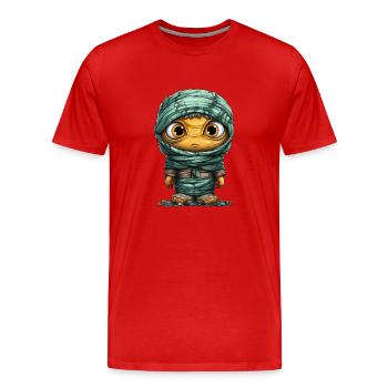 Halloween Spooky Cartoon Mummy - Männer Premium Bio T-Shirt - Rot - Vorne - Damien (186cm)