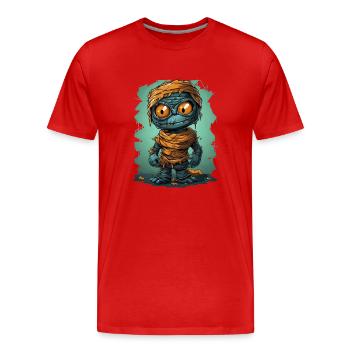 Halloween Spooky Cartoon Mummy - Männer Premium Bio T-Shirt - Rot - Vorne - Damien (186cm)