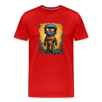 Halloween Spooky Cartoon Mummy - Männer Premium Bio T-Shirt - Rot - Vorne - Damien (186cm)