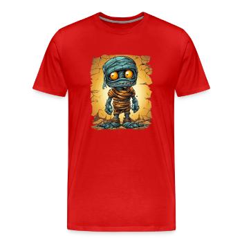 Halloween Spooky Cartoon Mummy - Männer Premium Bio T-Shirt - Rot - Vorne - Damien (186cm)
