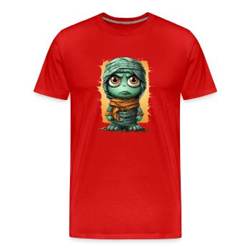 Halloween Spooky Cartoon Mummy - Männer Premium Bio T-Shirt - Rot - Vorne - Damien (186cm)
