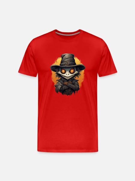 Scarecrow Halloween Cartoon Scary Scarecrow - Men's Premium Organic T-Shirt - red