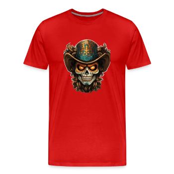 Jour des morts I Crâne de sucre I Dia De Los Muertos - T-shirt bio Premium Homme - rouge - Devant - Damien (186cm)