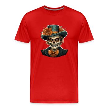 Jour des morts I Crâne de sucre I Dia De Los Muertos - T-shirt bio Premium Homme - rouge - Devant - Damien (186cm)