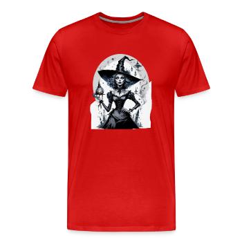 Klassische Hexe 1 - Männer Premium Bio T-Shirt - Rot - Vorne - Damien (186cm)