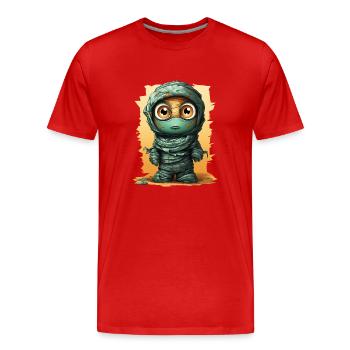 Halloween Spooky Cartoon Mummy - Männer Premium Bio T-Shirt - Rot - Vorne - Damien (186cm)