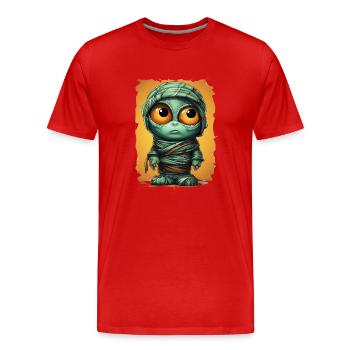 Halloween Spooky Cartoon Mummy - Männer Premium Bio T-Shirt - Rot - Vorne - Damien (186cm)