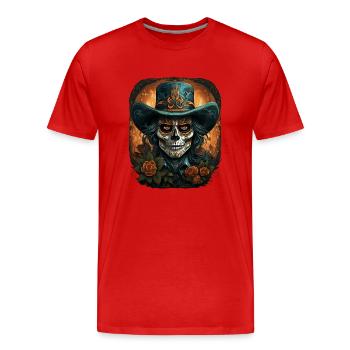 Jour des morts I Crâne de sucre I Dia De Los Muertos - T-shirt bio Premium Homme - rouge - Devant - Damien (186cm)