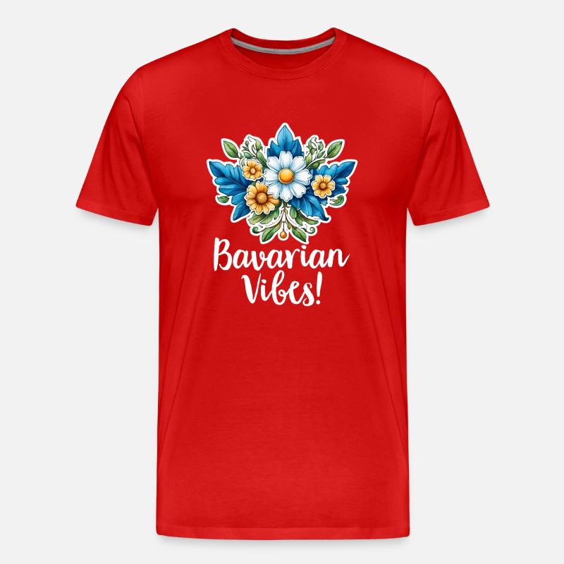 BAVARIAN VIBES BLUMENSTRAUSS - Männer Premium Bio T-Shirt - Rot
