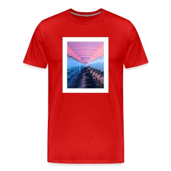 Mist-shrouded landscape - Men's Premium Organic T-Shirt - red - Front - Damien (186cm)