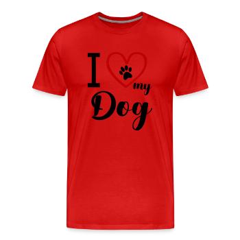 i love my dog - Men's Premium Organic T-Shirt - red - Front - Damien (186cm)