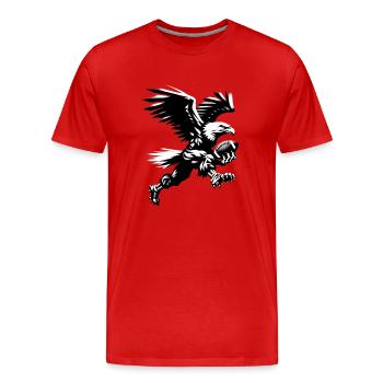 L’aigle joue au football américain fou BanksyStyle - T-shirt bio Premium Homme - rouge - Devant - Damien (186cm)