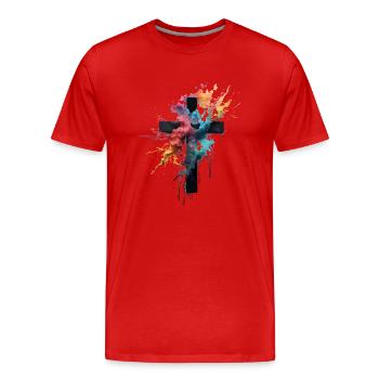 Conception de croix Christianisme chrétien et orthodoxe - T-shirt bio Premium Homme - rouge - Devant - Damien (186cm)