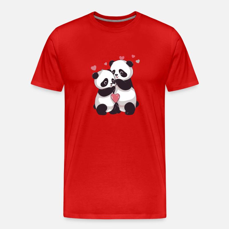 Ich liebe dich, Panda - Männer Premium Bio T-Shirt - Rot