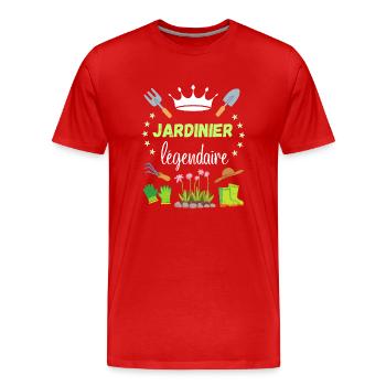 Jardinier Légendaire Cadeau Retraite Campagne - T-shirt bio Premium Homme - rouge - Devant - Damien (186cm)