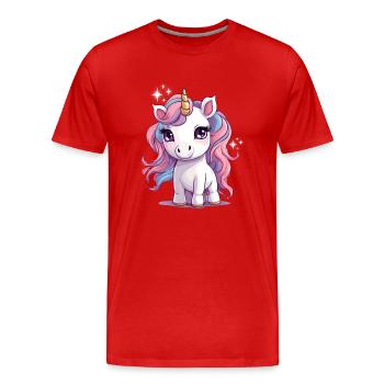 Adorable little unicorn - Men's Premium Organic T-Shirt - red - Front - Damien (186cm)