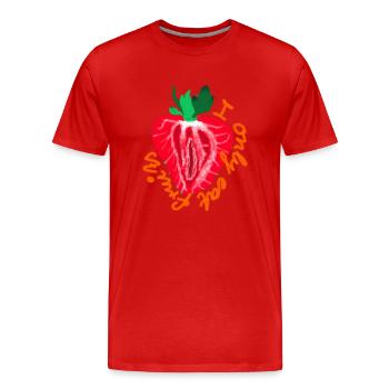 Je ne mange que des fruits - T-shirt bio Premium Homme - rouge - Devant - Damien (186cm)