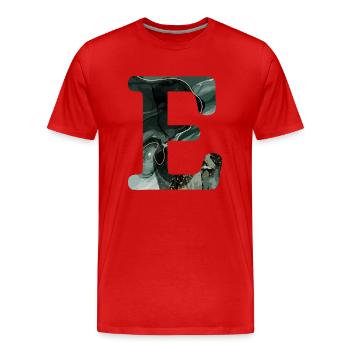 Lettre e marbré vert - T-shirt bio Premium Homme - rouge - Devant - Damien (186cm)