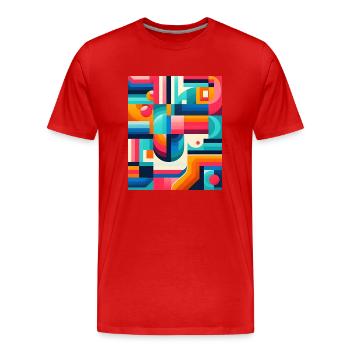 Fractal Symphony - Womens Boxy Tee Design.. Rêve - T-shirt bio Premium Homme - rouge - Devant - Damien (186cm)