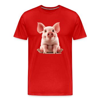 Schwein gehabt bedeutet Glück gehabt - Männer Premium Bio T-Shirt - Rot - Vorne - Damien (186cm)