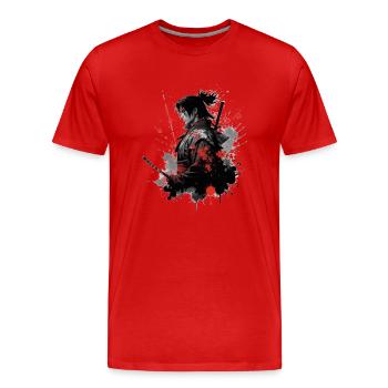 Conception d’aquarelle de guerrier samouraï - T-shirt bio Premium Homme - rouge - Devant - Damien (186cm)