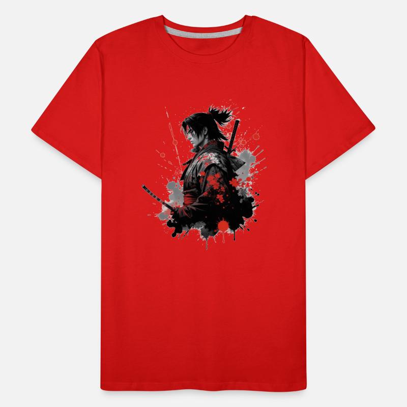 Conception d’aquarelle de guerrier samouraï T-shirt bio Premium Homme