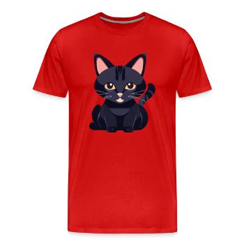 chat noir aux yeux jaunes - T-shirt bio Premium Homme - rouge - Devant - Damien (186cm)