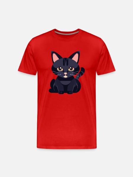 black cat with yellow eyes - Men's Premium Organic T-Shirt - red